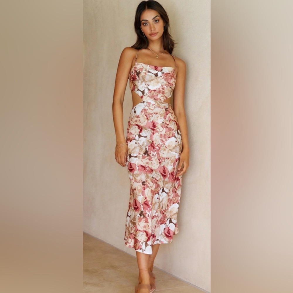 Hello Molly Floral Cutout Midi Dress